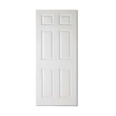 Classic Design White Primer 6 Panel Wood Grain Surface Hollow Core Wood Panel Interior Door With Door Frame