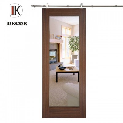 Decorative Wooden Sliding Door Solid Wood Internal Glass Door Mirror Doors