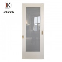 Full Lite Frosted Glass Wood Interior Barn Doors with Sliding Door Hardware Kit